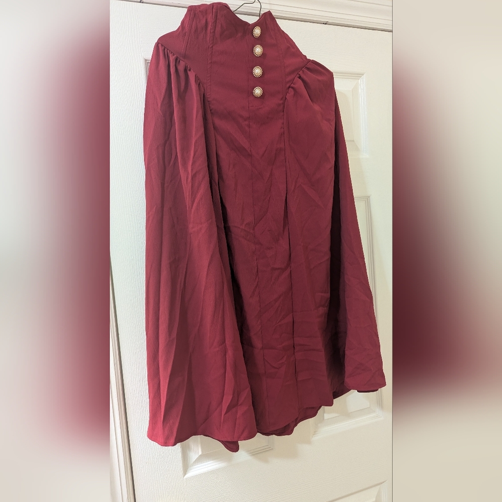 SHEIN Burgundy A-Line Skirt with Buttons